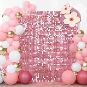 Silver Shimmer Wall Backdrop Panels, 12 PCS Square Glitter Sequin Backdrop, Shimmer Wall for Birthday, Anniversary, Wedding, Graduation, Disco, Bachelorette House Party Decoration