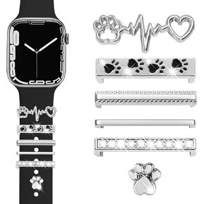 JR.DM Watch Band Charms with Decorative Bling Rings Loops, Compatible with Apple Watch 40mm 38mm 41mm 42mm 44mm 45mm 46mm Smart Watch Strap Accessories for iWatch Series 10 9 8 7 6 5 4 3 2 1 (No Band)