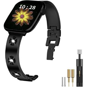JOYOZY Metal Band Compatible with Apple Watch Band 38mm 40mm 41mm 42mm 44mm 45mm 49mm Fancy Luxury Strap with Sparkle Diamond, Dressy iWatch Bracelet, Cute Daisy Band for Women