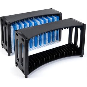 alavisxf xx DVD Storage Rack, Stackable ABS 2 Pack DVD Storage Organizer Can Hold 40 Slim DVD Jewel Case, DVD Display Holder Rack for Home, Office, Theatre