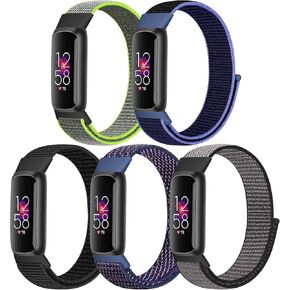 Nylon Bands Compatible with Fitbit Luxe/Fitbit Luxe Special Edition for Women Men, Sport Nylon Loop Adjustable Breathable Woven Soft Strap Replacement Wristband
