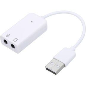 MECCANIXITY 2 Pcs USB Sound Card, USB to 3.5mm Jack Audio Adapter Support Virtual 7.1 Surround Sound White