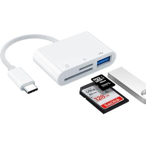محول قارئ بطاقات SD USB C، محول قارئ بطاقات Micro SD TF من النوع C من Fermoved، محول قارئ بطاقات ذاكرة 3 في 1 USB C إلى USB لكاميرا iPad Pro الجديدة وMacBook Pro والمزيد من أجهزة UBC C