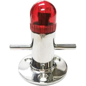 Boat Stainless Steel Cross Bollard Cleat Mooring Bit with 4" Diffused Red LED Light, 3-3/16" Round Base Plate