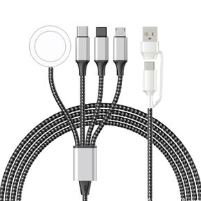 4 in 1 Watch & Phone Charger Cable, Multi USB Charging Cable - Type C Cable, Fast Magnetic, Charging Cord Compatible with Apple Watch, iPhone, Galaxy, Pixel, Android, Watch, Pods & More / 3.3ft