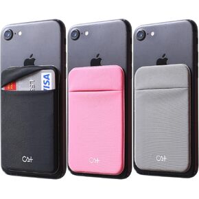 CA+ Phone Wallet Card Holder for Phone Case Sleeves Stick On Wallet for Cell Phone Card Holder Durable Adhesive Sticker ID Credit Card Holder for Back of Phone (Black/Rosegold/Grey)