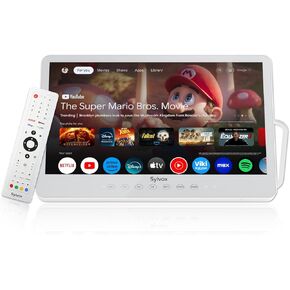 SYLVOX 15.6-Inch Portable TV, 1080P Small Smart Televison,10000 mAh Battery/6H, Battery Operated TV Rechargable, IP66 Waterproof, Support APP Download and Voice Control for RV, Kitchen Camper and More