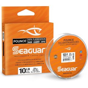 Seaguar Pounce Bass Fluorocarbon Fishing Leader Line, 10lbs, 25yd - 10PBL25
