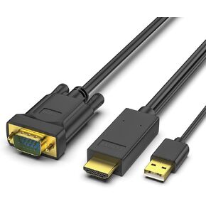 HDMI to VGA, 6FT Gold-Plated HDMI to VGA Cable with USB Power(Male to Male), Compatible for Computer, Desktop, Laptop, PC, Monitor, Projector, HDTV, Raspberry Pi, Roku, Xbox and More