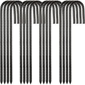 12 Inch Rebar Stakes, 16Pcs Heavy Duty Rebar Stakes J Hook 2/5 Ground Stakes Tent Stakes Rust Proof Coated Ground Anchors with Chisel Point End for Camping Tent
