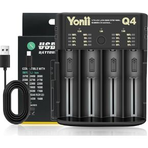 18650 Battery Charger,Smart Universal Charger Fast Charger for Rechargeable Batteries Ni-MH Ni-Cd AA AAA Li-ion IMR 10440 14500 16340 RCR123A 26650 3.6V 3.7v 1.2v Current 1A 2A Optional (No Battery)
