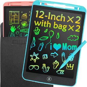 2 حزمة كمبيوتر لوحي للكتابة LCD مقاس 12 بوصة للأطفال، ألعاب لعمر 3 4 5 6 7 8 9 سنوات من البنات والأولاد، لوحة رسم ملونة من LYAOYAO، هدية عيد ميلاد لتعلم السفر لعمر 3 سنوات + طفل صغير (وردي + أزرق) in Kuwait