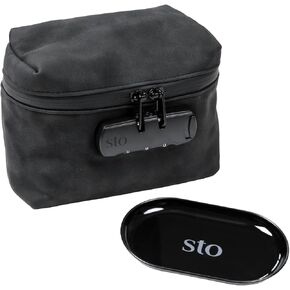 STO - Travel Storage Bag, Case with Combination Lock & Metal Tray - Carbon Filter Interior - Smell Proof - YKK Zippers - Black