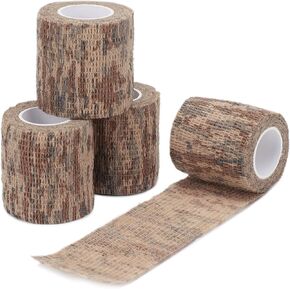 DROK 4/10 Roll Camo Tape Wrap، ضمادة عصا مموهة ذاتية اللصق مموهة للرياضات الخارجية والتسلق والتخييم، 2/3 بوصة × 14.76 قدم لكاميرا مصباح يدوي للدراجة in Kuwait