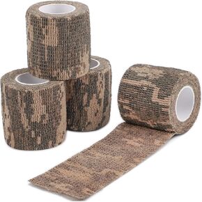 DROK 4/10 Roll Camo Tape Wrap, Camouflage Self-Adhesive Camo Stick Bandage for Outdoor Sports Climbing Camping, 2/3in x 14.76ft for Range Finder Camera Flashlight Bicycle
