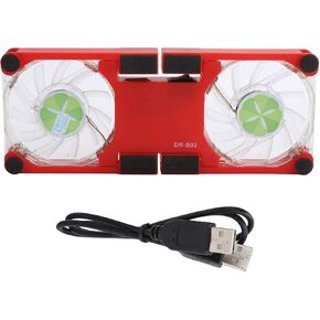 Laptop Cooling Pad,DR-S02 Folding Laptop Cooler with Dual Fans,Portable USB Powered Notebook Radiator Cooler Stand Cooling Base with Anti‑Skid Mount(red)