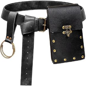 Belt Pouch Waist Bag Fanny Pack Steampunk Phone Holder Casual Medieval Renaissance Cosplay Costume Accessories (3Bottle-Black)