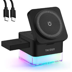 Wireless-Charger 3 in 1 Apple-Charging-Station-Cube Nightlight Lamp 15W Magnetic Charger Stand Foldable Charging Dock for iPhone 16/15/14/13/12/AirPods/Apple Watch(No Adapter)