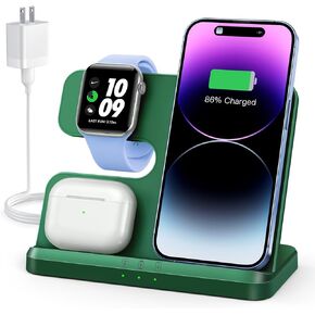 3 in 1 Charging Station for Apple Wireless Charger for iPhone 16 15 14 13 12 11 X 8 & for Apple Watch Charger Wireless Charging Station for Multiple Devices for AirPods 4 3 Pro