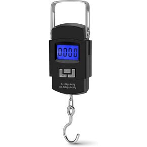 Flexzion Hanging Digital Scale for Travel & Fishing, Portable Luggage Scale Electronic Backlight LCD Display 110 lbs / 50 Balance Smart Weight