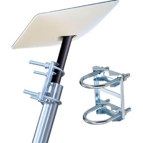 Double U-Bolt Clamp Bracket for Starlink Antenna Mount Pole Adapter Rv Ladder Rail Mount,Universal Yagi/WiFi/DivecTv/Lora/CB Ham Antenna mast Parasol Pipe Rail Mounting Kits,2PCS