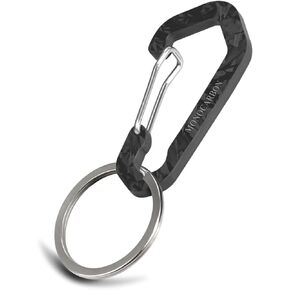 MONOCARBON Real Carbon Fiber Keychain Clip with Ring,Low Profile Luxury Key Carabiner for Men Car Key,Best EDC Keychain Gift for Husband