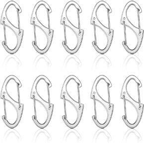 Moxweyeni 20 Pcs S Carabiner Small Alloy Snap Hook 1.6 Inch Mini Dual Wire Gate Clip Interlocking Keychain Clip Tiny Clip Attachment for Women Men Camping Fishing Hiking