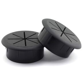 HJ Garden 2pcs 2-3/8 inch Flexible Desk Cord Grommets Wire Organizer Hole Cover for Managing and Hiding Office PC Desktop Cable(Black)