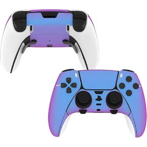 PlayVital Skin Decals Set for ps5 Edge Controller, Custom Sticker Vinyl Decal Skins Wrap for ps5 Edge Wireless Controller - Chrome Purple Blue