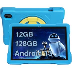 2024 Tablet 10 inch Tablets for Kids 12GB RAM 128GB ROM with Shockproof Case, Kids Space Parental Control, 6000mAh Battery, 5G/2.4G WiFi, 1280 x 800 HD Touchscreen, Bluetooth, GPS, Android 13 (Blue)