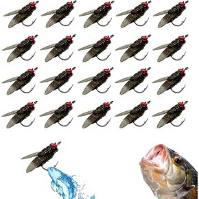 20 PCS Bionic Fly Fishing Bait Professional Fly Fishing Gear Fly Lures Bionic Flies Fishing Lure Fly Hook Soft Bait Add Fish Attractant Fishing Gear