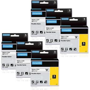 18489 Replace for DYMO Rhino 4200 Black on White 3/4'' x 11.5' 19mm Flexible Nylon Label Tapes Compatible with DYMO Rhino 5200, 4200, 5000, 6000 Industrial Label Maker Refills a18489,4 Pack