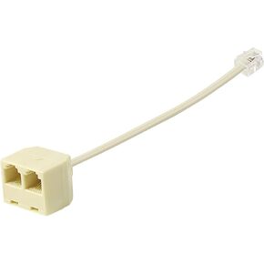 uxcell Telephone Splitter, RJ11 6P4C Phone Jack Male to Female Two Way Phone Line Adapter Converter Cable for Landline Telephone Fax Machine, Beige 1-Pack