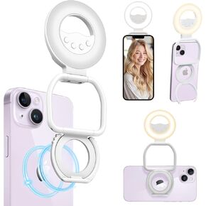 Selfie Light Magnetive Mounting Video Conference Lighting with Stand, Rechargeable Ring Light Portable Phone LED Light for Phone, iPhone, Android, iPad, Laptop, Makeup, TikTok, Selfie, Vlog