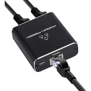 Ethernet Splitter 1 in 2 Out, Gigabit Internet Splitter with USB Power Cable, High Speed 1000Mbps LAN Splitter 1 to 2 Ways [ 2 Devices Online Simultaneously] for Cat 5/ 5e/ 6/7/ 8 Cable