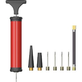 Portable Ball Pump, Air Pump with 4 Needles 2 Nozzle 1 Extension Hose Great for Basketball Football Volleyball Soccer