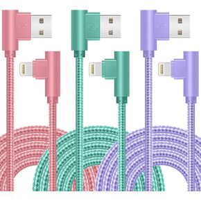 iPhone Charger, Apple MFi Certified 3Pack 6FT Lightning Cable, 90 Degree Fast Charging Cables Cord Compatible for 14/13 mini/13/12/11 Pro MAX/XR/XS/8/7/Plus/6S/SE/iPad