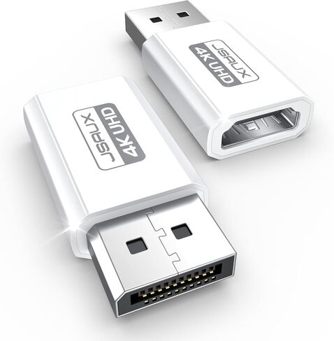 JSAUX DP to HDMI Adapter 2 Pack, 4K@30Hz for Desktop PC, for AMD GPU, Grey | Uni-directional DP to HDMI only, 4K@30Hz video with 2K@120Hz support; plug and play for Dell/Lenovo/HP PCs, for AMD GPUs in Saudi Arabia
