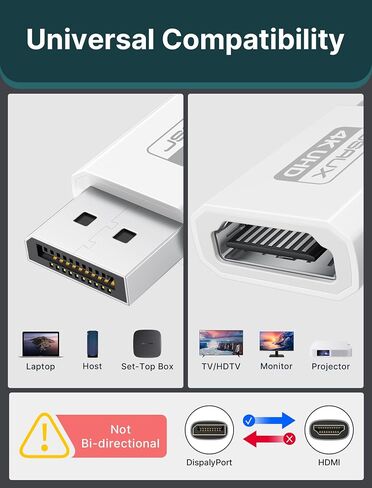 JSAUX DP to HDMI Adapter 2 Pack, 4K@30Hz for Desktop PC, for AMD GPU, Grey | Uni-directional DP to HDMI only, 4K@30Hz video with 2K@120Hz support; plug and play for Dell/Lenovo/HP PCs, for AMD GPUs in Saudi Arabia