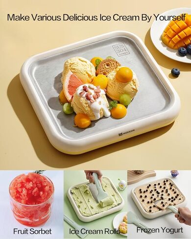 صانع الآيس كريم الملفوف، صانع آيس كريم الفواكه المجمدة مع ملعقتين، آلة صنع الزبادي المجمد، آلة الآيس كريم الناعمة لصنع الآيس كريم الملفوف، الزبادي المجمد، شربات - أخضر in Kuwait