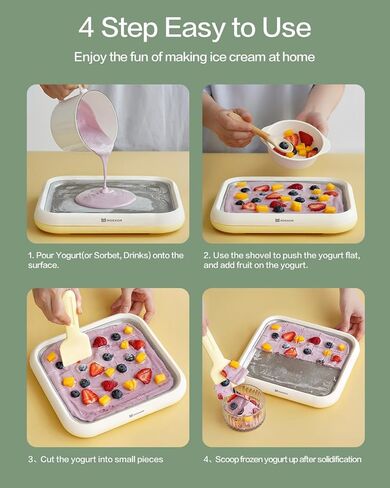 صانع الآيس كريم الملفوف، صانع آيس كريم الفواكه المجمدة مع ملعقتين، آلة صنع الزبادي المجمد، آلة الآيس كريم الناعمة لصنع الآيس كريم الملفوف، الزبادي المجمد، شربات - أخضر in Kuwait