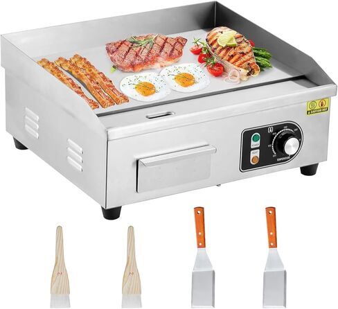 Electric Griddle,18-Inch Commercial Electric Grill,Electric Countertop Grill Non-Stick Electric Grill Plate(with plug),Adjustable Temperature Control 122°F-572°F,1600W/110V in Saudi Arabia