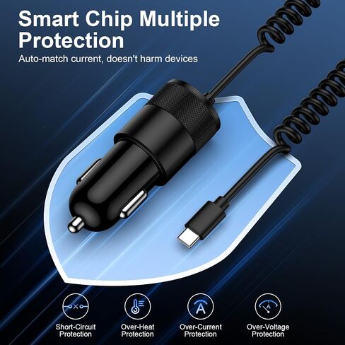 Type C Fast Car Charger for Samsung Galaxy A17/A16/A15/A14/5G/S26/S25 Ultra | 3.4A Fast Charging Android Phone Car Charger Adapter 3FT USB C Cable for iPhone 17e 16e Samsung A56/A55/A54/A13/S24FE/S23/A53 in Kuwait