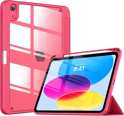 TiMOVO Case for iPad 10th Generation with Pencil Holder iPad 10.9 Inch Case 2022, iPad Case 10th Generation Hybrid Slim Tri-fold Stand Protective Cover with Clear Back for iPad 10, Watermelon Pink in Kuwait