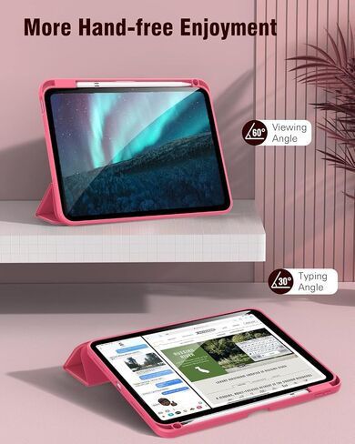 TiMOVO Case for iPad 10th Generation with Pencil Holder iPad 10.9 Inch Case 2022, iPad Case 10th Generation Hybrid Slim Tri-fold Stand Protective Cover with Clear Back for iPad 10, Watermelon Pink in Kuwait