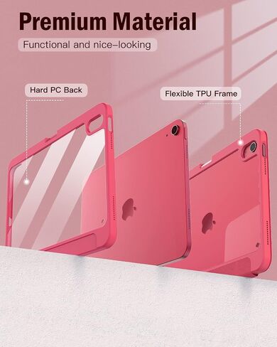 TiMOVO Case for iPad 10th Generation with Pencil Holder iPad 10.9 Inch Case 2022, iPad Case 10th Generation Hybrid Slim Tri-fold Stand Protective Cover with Clear Back for iPad 10, Watermelon Pink in Kuwait