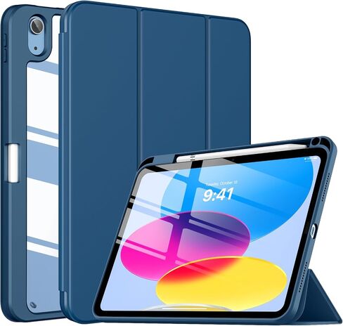 TiMOVO Case for iPad A16 11th Gen 11"/10th Gen 10.9", Abyss Blue | Pencil Holder, Slim Trifold Stand Protective Cover, Clear Transparent Back Shell, Auto Wake/Sleep in Saudi Arabia