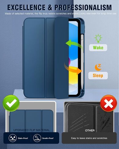 TiMOVO Case for iPad A16 11th Gen 11"/10th Gen 10.9", Abyss Blue | Pencil Holder, Slim Trifold Stand Protective Cover, Clear Transparent Back Shell, Auto Wake/Sleep in Saudi Arabia