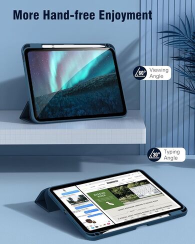 TiMOVO Case for iPad A16 11th Gen 11"/10th Gen 10.9", Abyss Blue | Pencil Holder, Slim Trifold Stand Protective Cover, Clear Transparent Back Shell, Auto Wake/Sleep in Saudi Arabia
