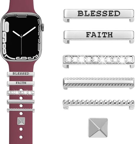 JR.DM Watch Band Charms with Decorative Bling Rings Loops, Compatible with Apple Watch 40mm 38mm 41mm 42mm 44mm 45mm 46mm Smart Watch Strap Accessories for iWatch Series 10 9 8 7 6 5 4 3 2 1 (No Band) in Kuwait